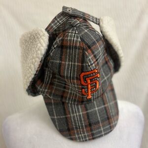 SF Giants Plaid Wool Blend Hat Orange Black White 2019 Game Giveaway Beanie Cap